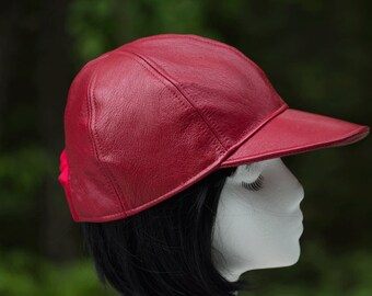 womens leather ball cap