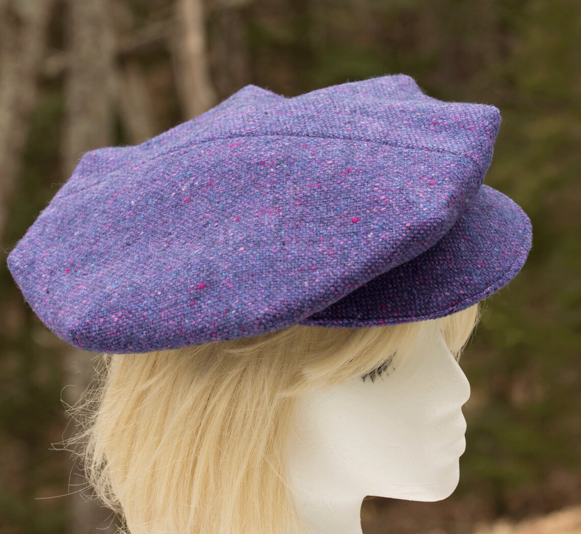 Newsboy Cap in Purple Donegal Tweed Irish Wool Baker Boys Etsy