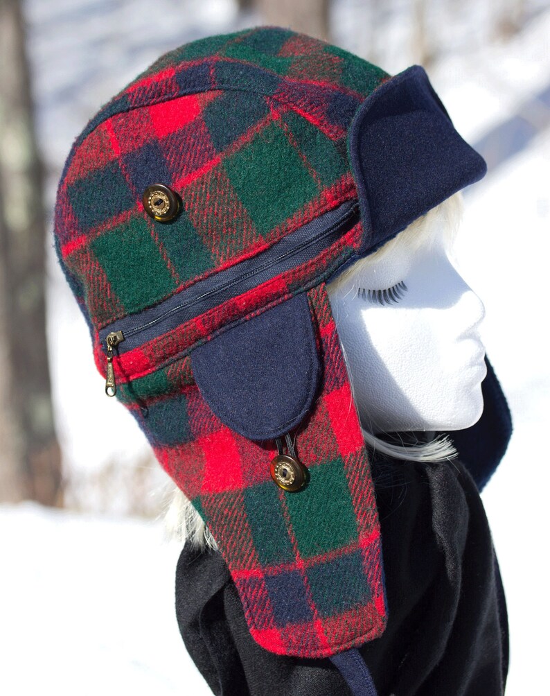 Lumberjack Hat Red Plaid Winter Trapper Hat Ear Flaps Etsy