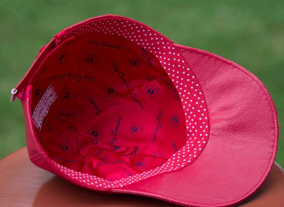 pink leather baseball hat