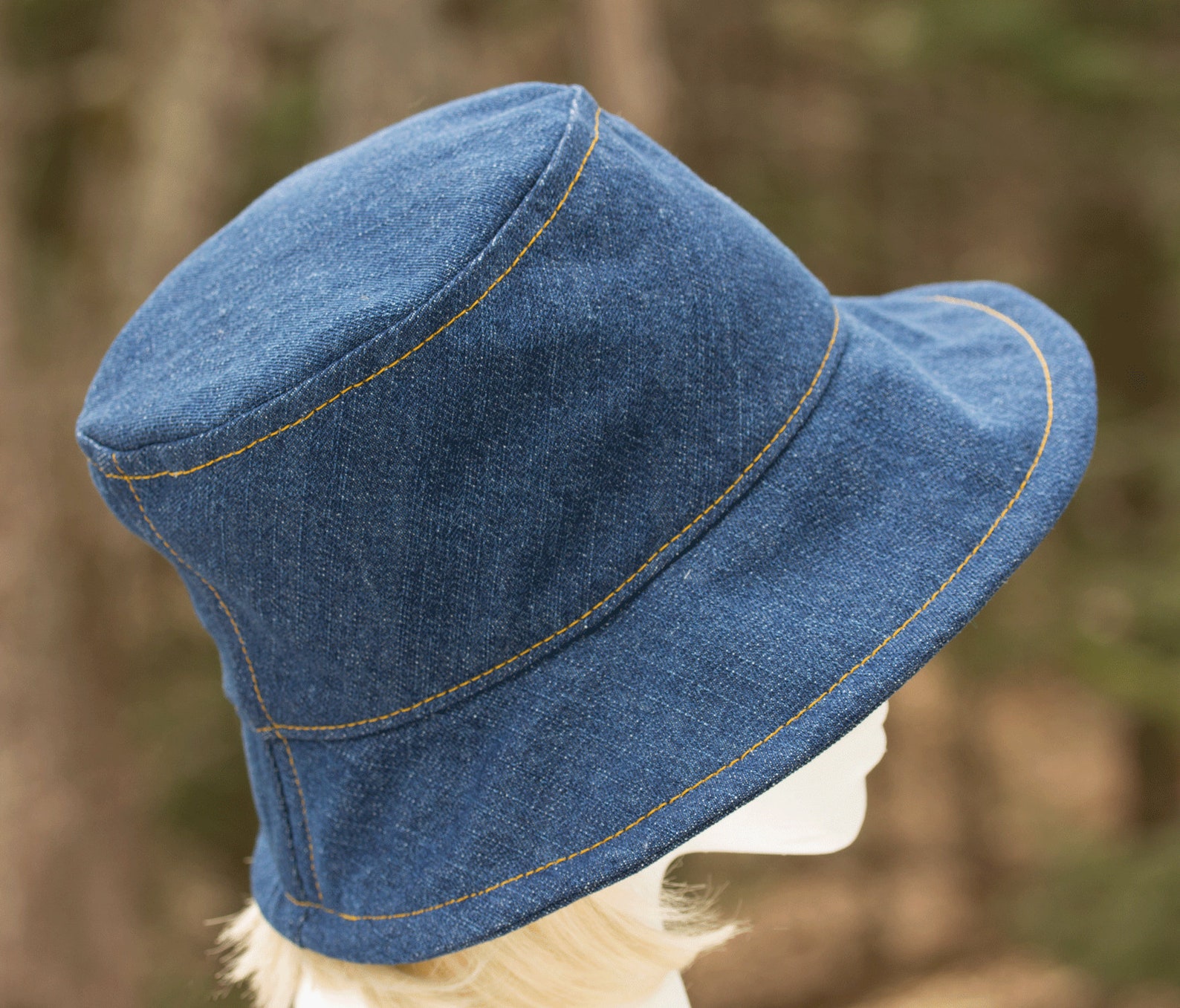 Womens Denim Hat Dark Blue Summer Bucket Hat Brimmed Sun Hat Etsy