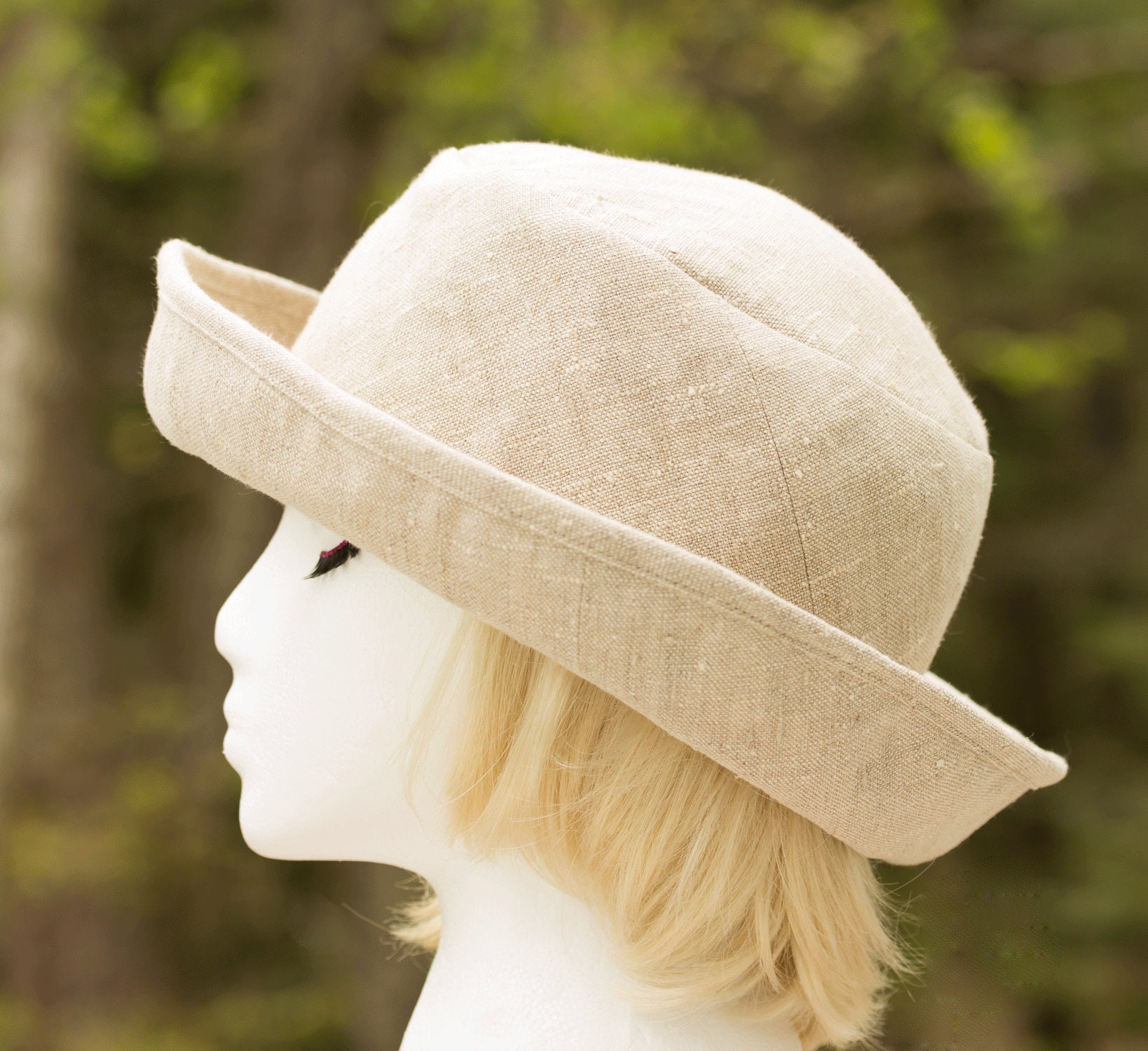 Linen Summer Hat: off White Upturned Brim Cloche - Etsy