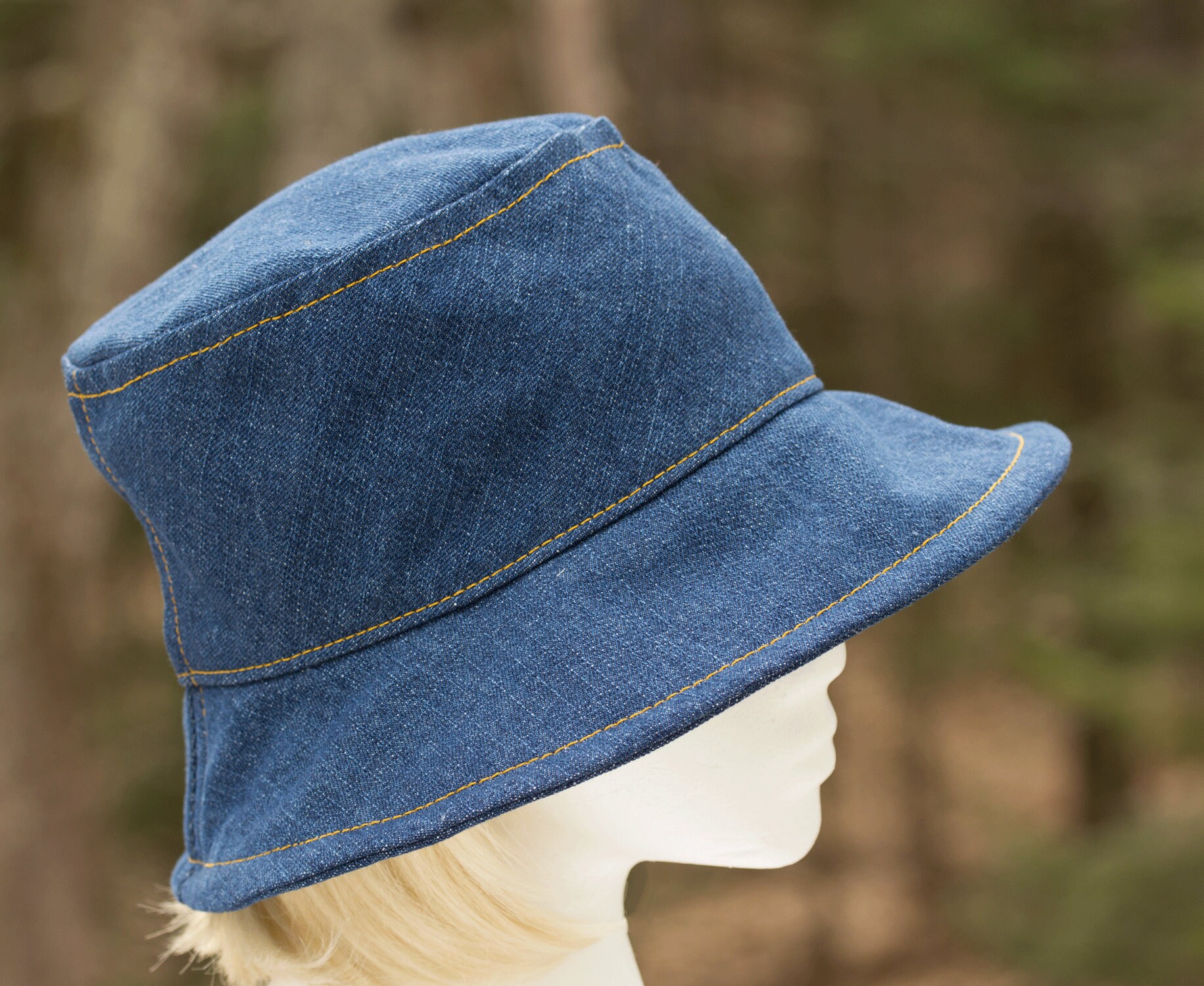 ★ Jeans★HERITAGE DENIM BUCKET HAT Blue Denim Bucket Hat | Hippie Boho Jeans Hat | Festival