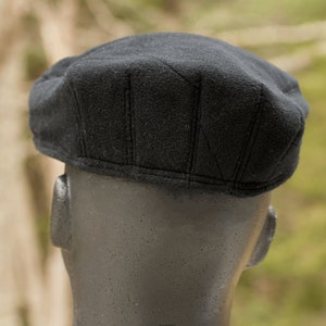 Mens Wool Flat Cap Drivers Cap Gatsby Cap Baker Boys Hat Tweed Ivy Cap Cabbie Scally Cap Peaky Blinders Black Flat Cap image 4