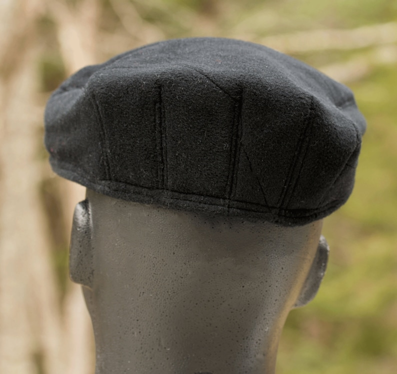 Mens Wool Flat Cap Drivers Cap Gatsby Cap Baker Boys Hat Tweed Ivy Cap Cabbie Scally Cap Peaky Blinders Black Flat Cap image 4