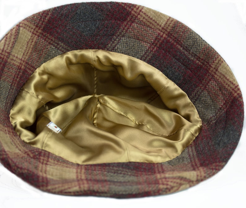 English Walking Hat Winter Wool Hat Gray Tan Red Plaid Etsy