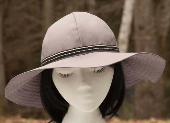 Womens Gray Rain Hat With Wide Brim Hat 
