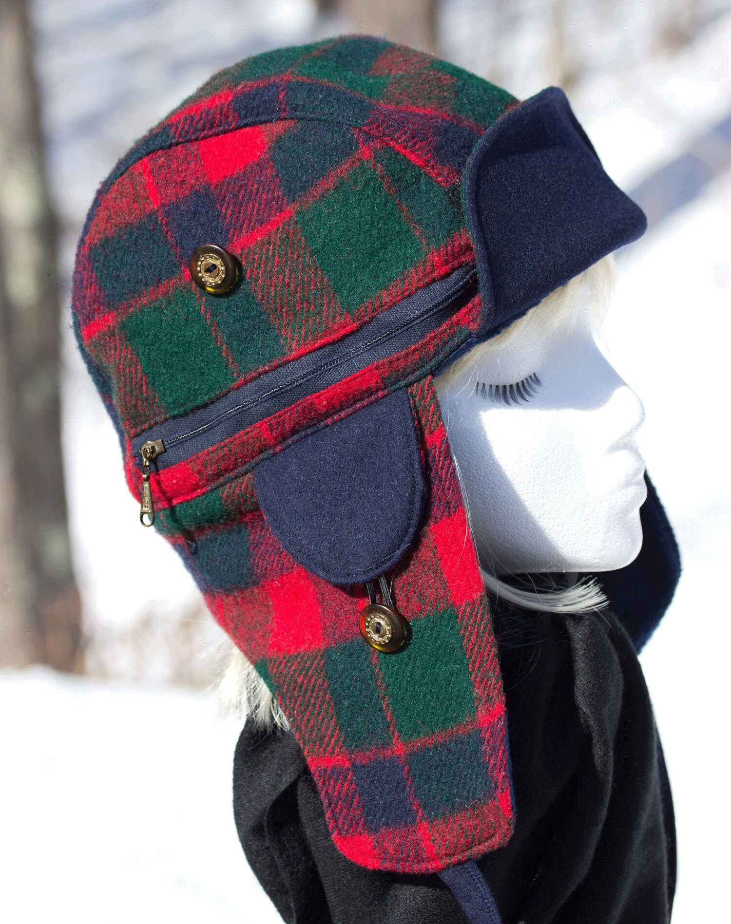 Lumberjack Hat in Red Plaid Tartan Wool 