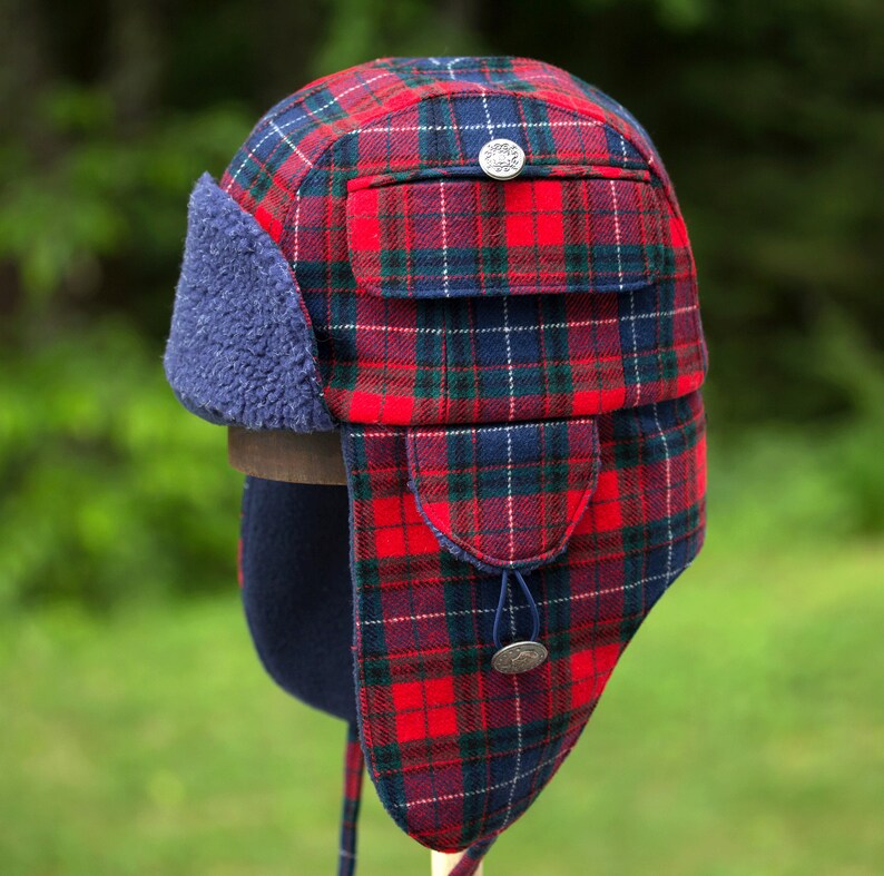 Red Plaid Lumberjack Hat in Buffalo Plaid Wool Ear Flap Hat Etsy
