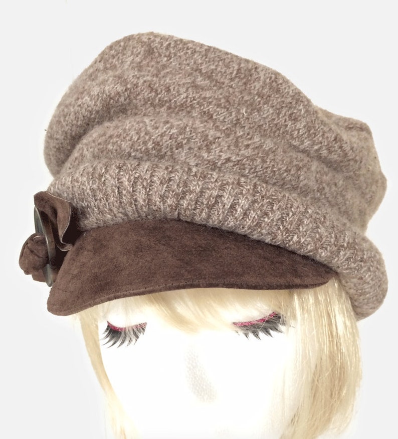 Brown Herringbone Tweed CAPPELLO da strillone Bakerboy Retrò Berretto Piatto