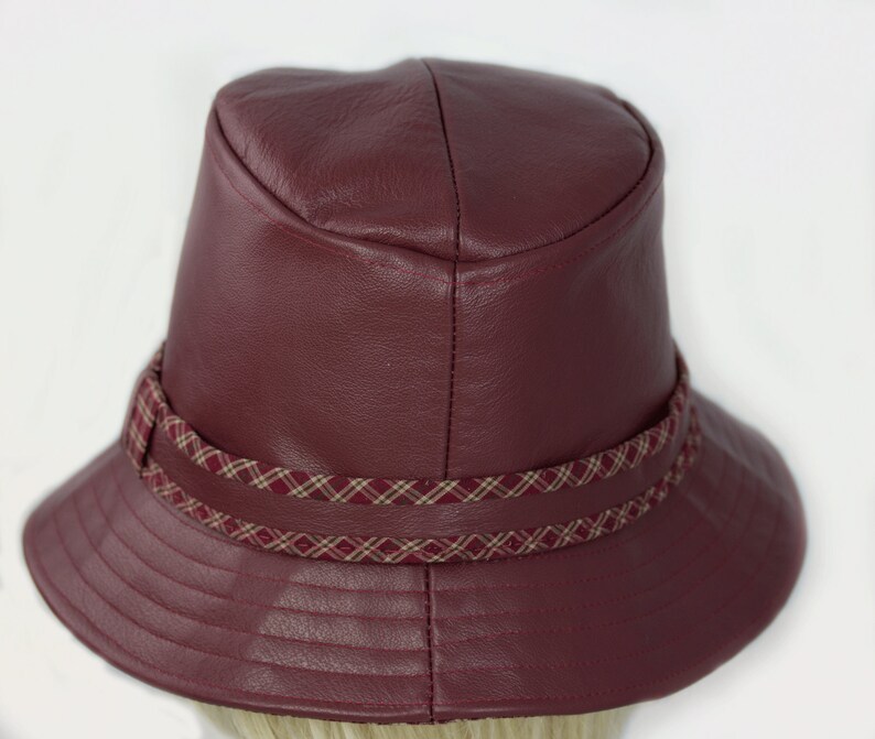 burgundy leather cap