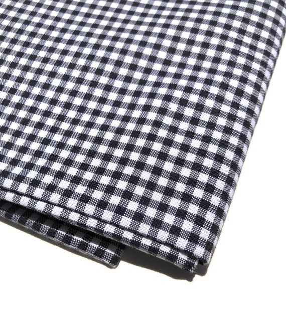 Black Gingham Fabric Etsy