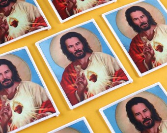 Praise Keanu Patch - Iron On or Velcro Backing (3.25x4")