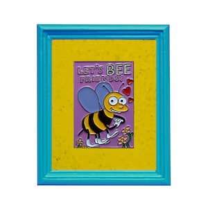 Bee Friends Enamel Pin: 1.5&quot; Framed Lapel Art