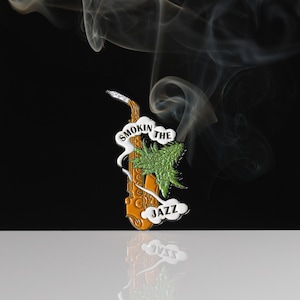 Smokin&#39; the Jazz Enamel Pin: Glitter Lapel Pin