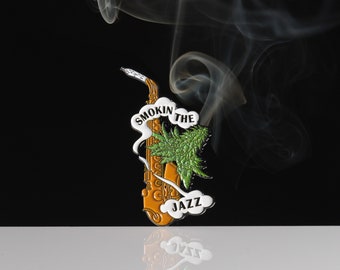 Pin esmaltado "Smokin' the Jazz": Pin de solapa con purpurina