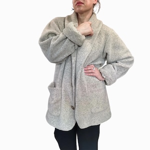 1990s teddy fleece oversized jacket / made in USA