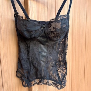 Vintage Gossard Schwarzes Spitzen Bustier Top