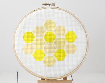 Bee Honeycomb Cross Stitch INSTANT DOWNLOAD, Bee Decor, Honeybee Wall Art, Bumble Bee Gifts, PDF Cross Stitch Pattern, Spring Crafts Decor