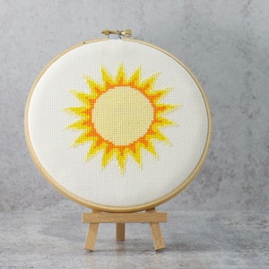 Sunshine Counted Cross Stitch Pattern, PDF Download, Simple Embroidery Teacher Design, Bright Sun How To Calendar, Beginner Sewing Project