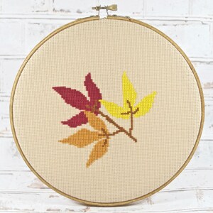 Cozy Fall Vibes Cross Stitch Pattern - Easy DIY, Instant Download, Perfect Gift, beginner friendly xstitch, easy autumn home decor craft image 1