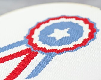 Patriotic Cross Stitch. Independence Day Art. 4th of July. PDF Patterns. American Decorations. Beginner Counted Cross Stitch. Veteran's Day