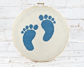 PDF PATTERN Baby Feet Cross Stitch, Boy Nursery Wall Decor, Baby Shower Gifts, Baby Boy Embroidery Design, Easy Sewing Pattern, DIY Crafts
