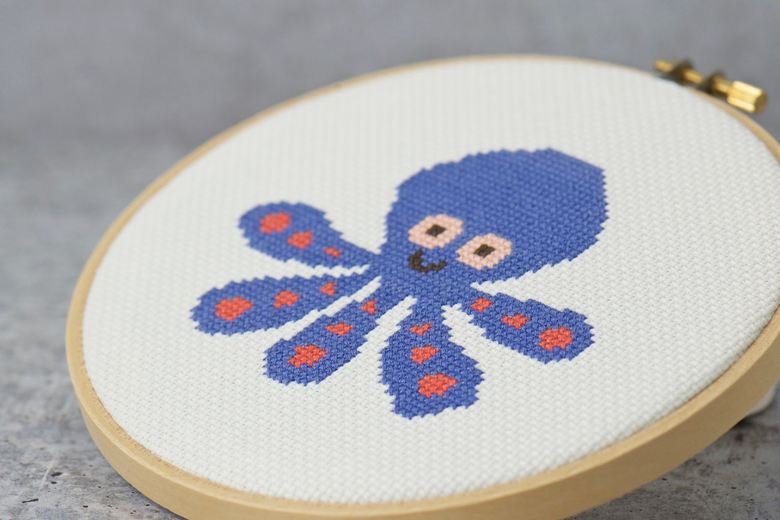 Beginner Counted Cross Stitch Pattern Cute Blue Octopus Etsy