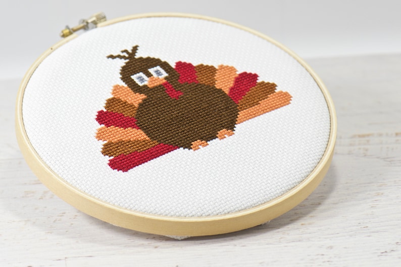 Thanksgiving Turkey Cross Stitch Pattern Wall Hoop Decor Etsy