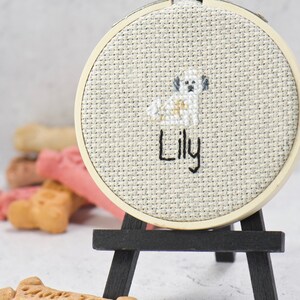 Custom Pet Portrait Mini Personalized Embroidery Cat Gift Cross Stitch Pet Memorial Hoop Art Cute Dog Gift image 2