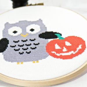 Funny Owl Cross Stitch. Modern Owl Pattern. Fall Craft Ideas. DIY Hoop Art. Halloween Decorations. DIY Hand Embroidery. DIY Halloween Ideas image 3