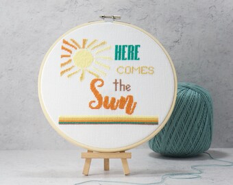 Here Comes The Sun Cross Stitch Pattern - Summer 70s Style Instant Digital PDF Download - Hand Embroidery Pattern - Modern Embroidery