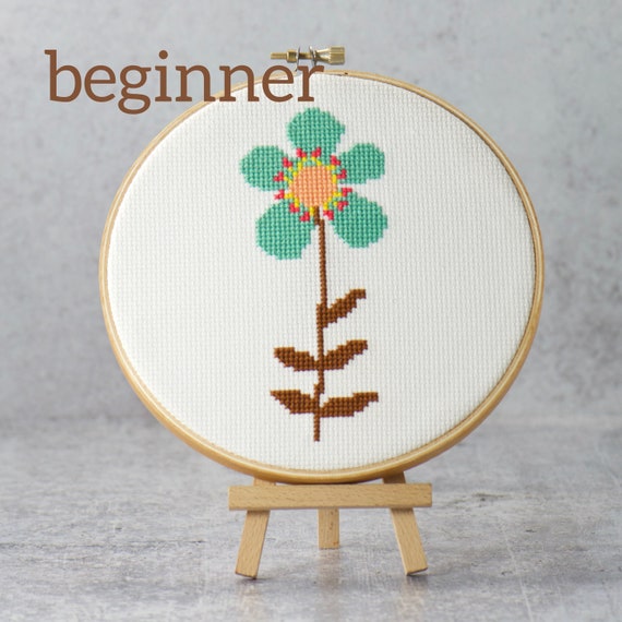 Kids Cross Stitch Craft Project, Learn to Cross Stitch, Simple Flower  Beginner Counted Cross Stitch Pattern, Instant PDF Download 