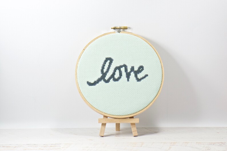 Love Sign Cross Stitch Pattern, Word of the Year Art, Inspirational ...