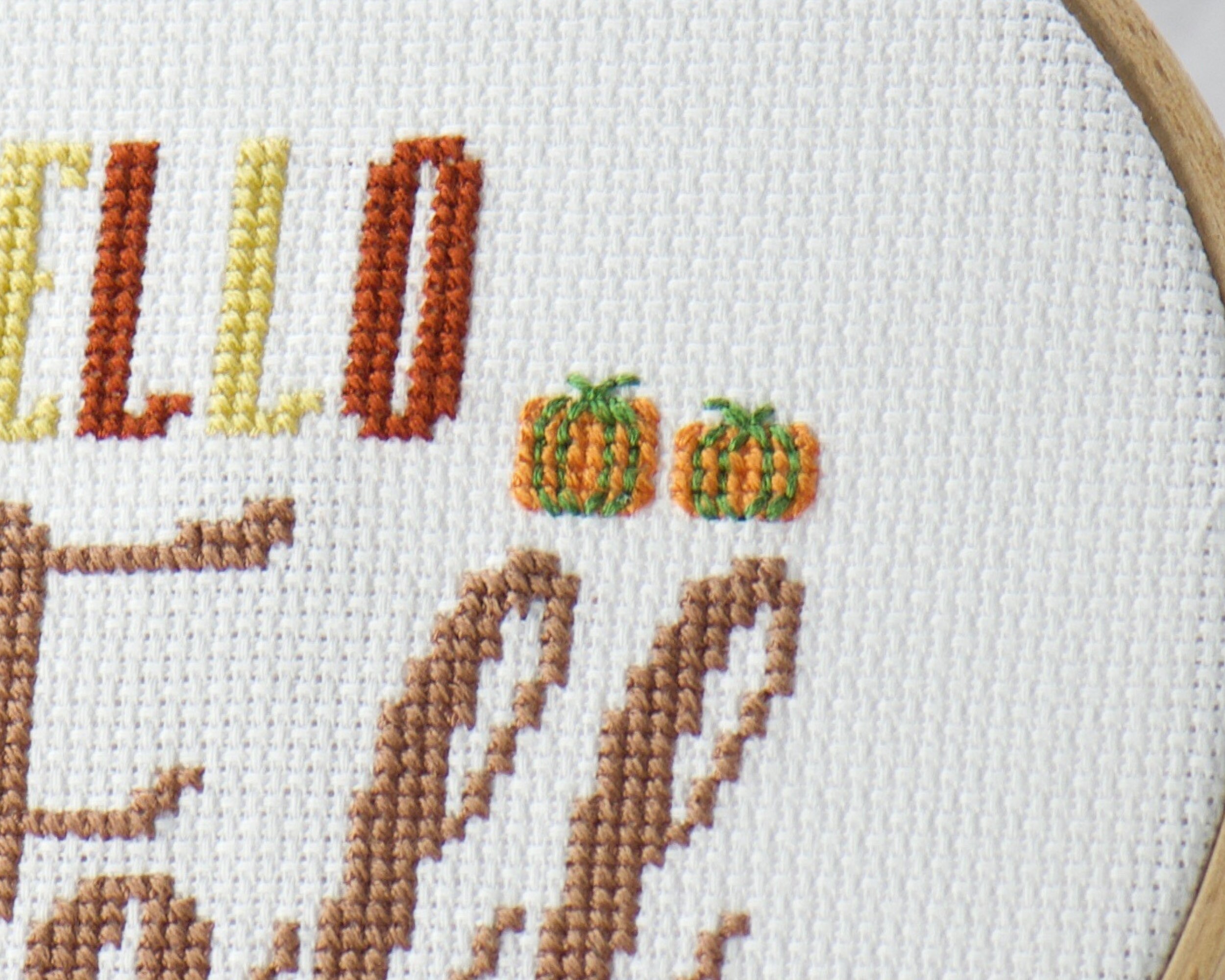 Hello Fall Cross Stitch Pattern - Autumn Season Pumpkins Sunflowers ...