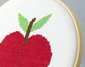 Beginner Cross Stitch Pattern: Apples / Personalized Teacher Name