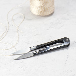 Black Embroidery Snips for Cross Stitch, Yarn, Crochet, Paper Art Craft Projects.  Cute mini metal sharp scissors for trimming and cutting