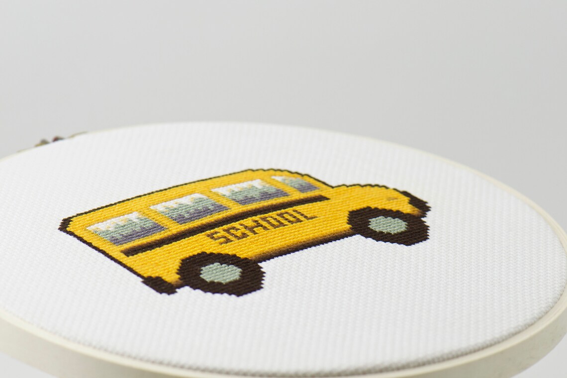 School Bus Cross Stitch Pattern, Teacher Gift (PDF Pattern) - Etsy