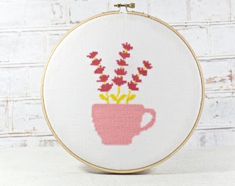 Sweet Pea Cross Stitch. Modern Cross Stitch. Flower Needlecraft. Floral Embroidery Pattern. Counted Cross Stitch.Instant Download.Home Decor
