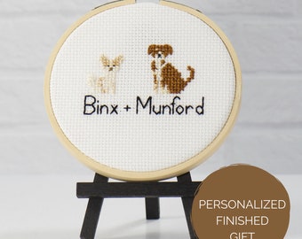 Custom Dog and Cat Mini Portrait Christmas Gift - Tiny Personalized Embroidery Pet Gift - Cross Stitch Keepsake Hoop Art - Cute Dog Gift