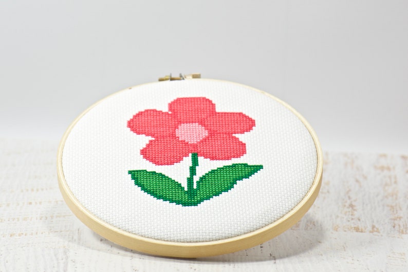 Blooming Flower Cross Stitch Pattern Simple Hand Embroidery Etsy