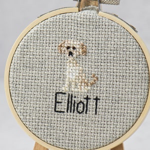 Custom Pet Portrait Mini Personalized Embroidery Cat Gift Cross Stitch Pet Memorial Hoop Art Cute Dog Gift image 7