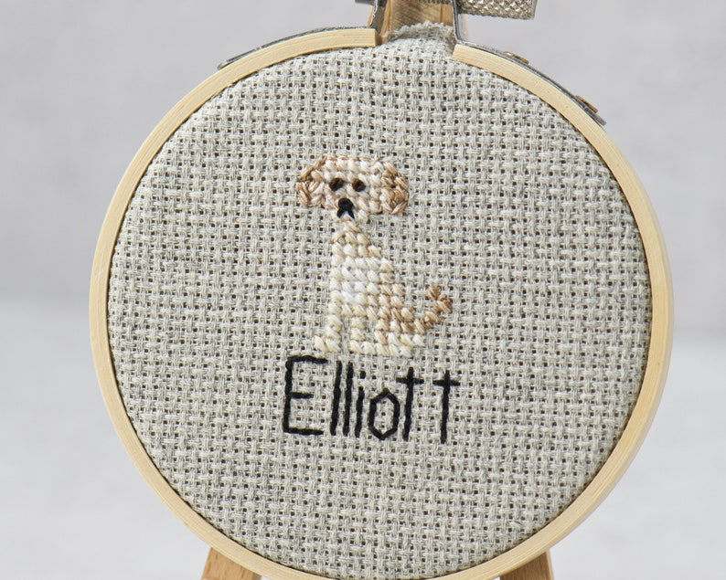 Custom Pet Portrait Mini Personalized Embroidery Cat Gift Cross Stitch Pet Memorial Hoop Art Cute Dog Gift image 7