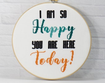 Inspirational Words Cross Stitch Pattern for office, teacher classroom, retail store. Think positive hand embroidery. PDF Digital Download