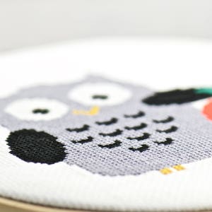 Funny Owl Cross Stitch. Modern Owl Pattern. Fall Craft Ideas. DIY Hoop Art. Halloween Decorations. DIY Hand Embroidery. DIY Halloween Ideas image 5