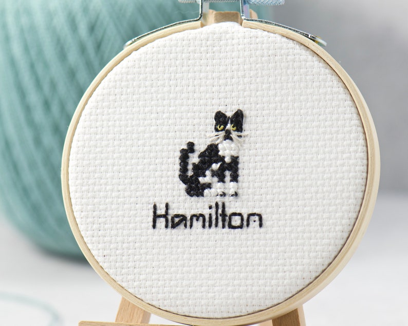 Custom Pet Portrait Mini Personalized Embroidery Cat Gift Cross Stitch Pet Memorial Hoop Art Cute Dog Gift image 4