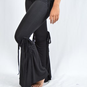 Bell Bottom Tie Pants - Fold Over Skirt Pants - Long Yoga Pants - Belly Dance Pants - Cinch Tie Pants - Womens Pants Bottoms- Dance