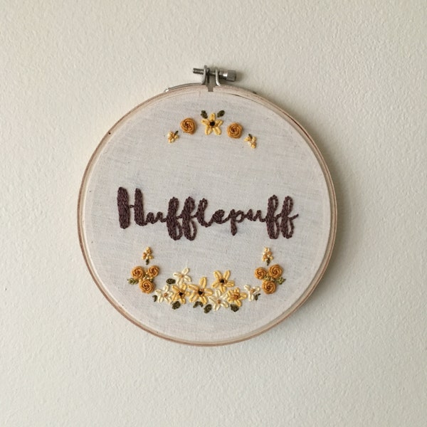 Hufflepuff Hand Stitched Embroidery Hoop Art