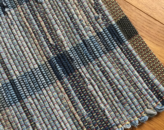 Handwoven Blue Jeans Rag Rug/ Farmhouse Chic Rag Rug/ Blue Etsy