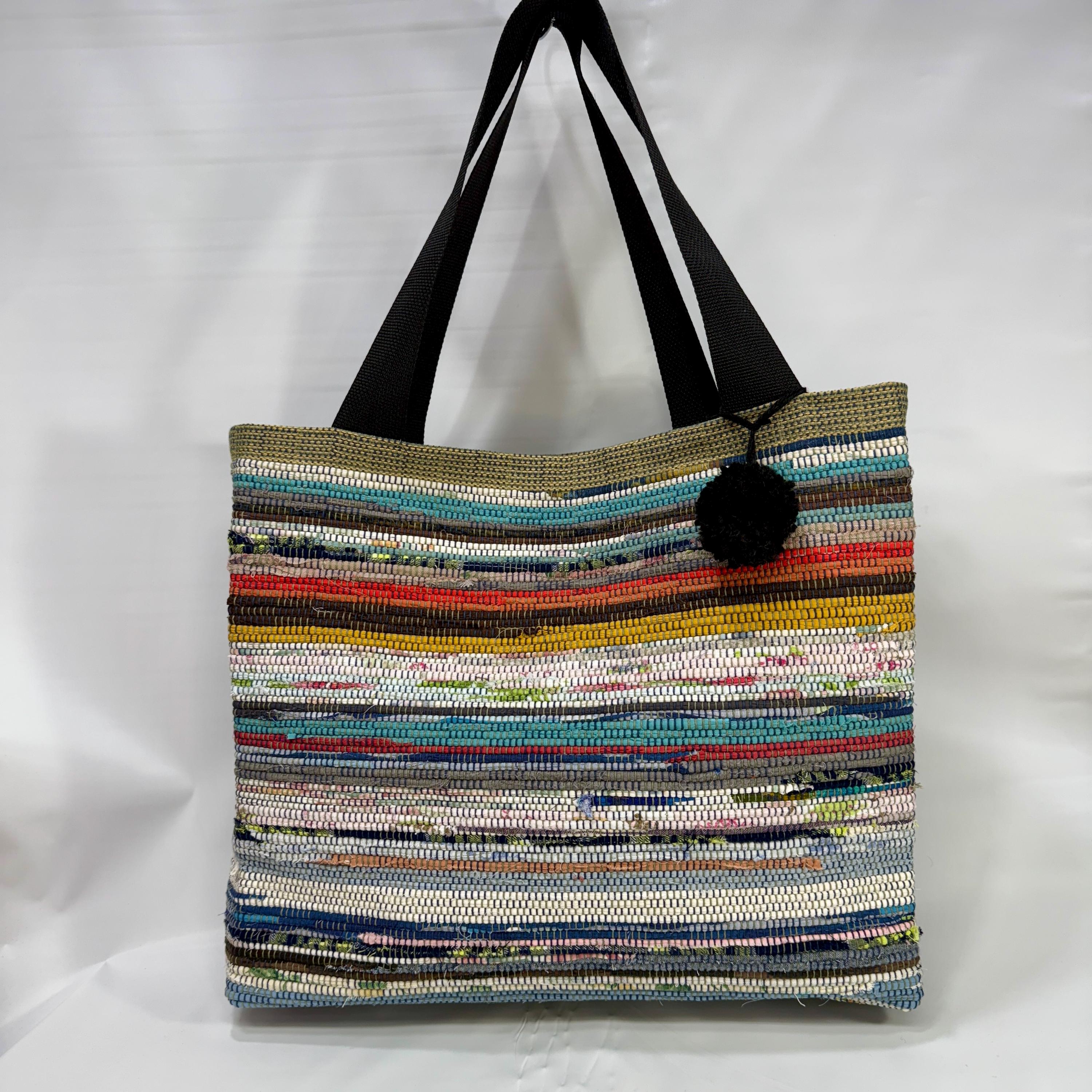 Extra Large Colorful Handwoven Rag Bag Tote - Etsy